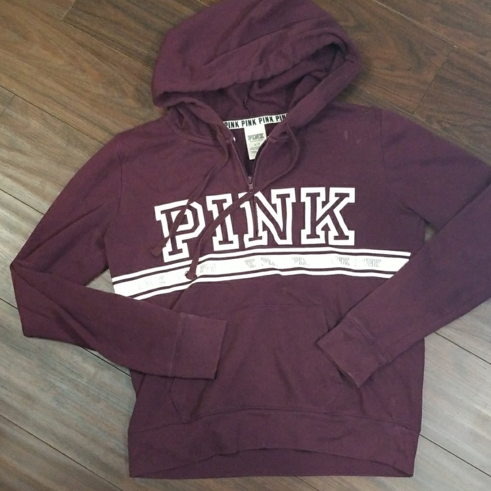 Victoria Secret Pink 1/4 zip sweatshirt hooded Sml